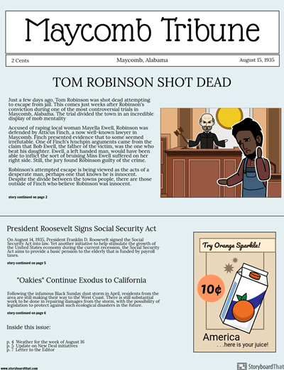 To Kill a Mockingbird by Harper Lee Newspaper Project
