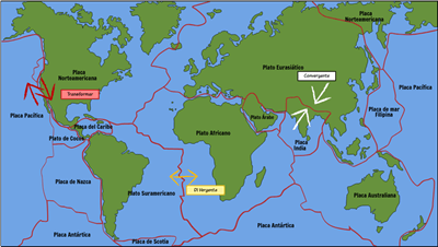Estructura de la Tierra - Placas Tectónicas Mayores