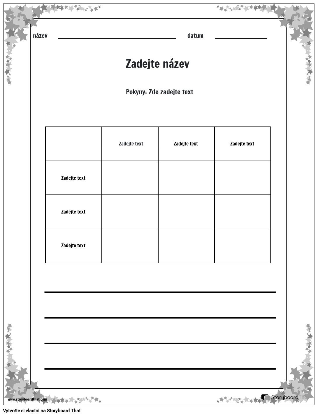 pracovní list logických problémů s motivem hvězd