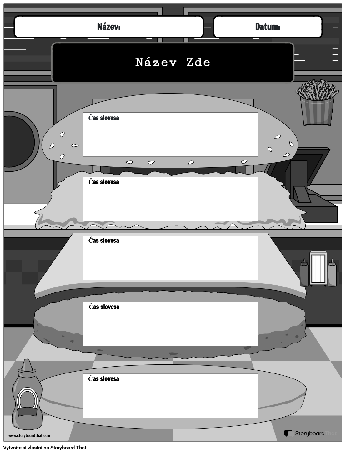 Příklady Druhů Sloves Pracovní List Černá a Bílá