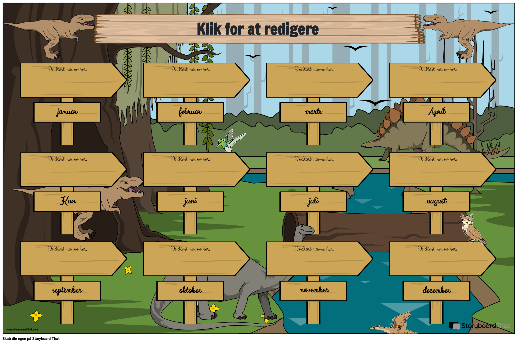Dinosaur-tema Fødselsdagsplakatdesign