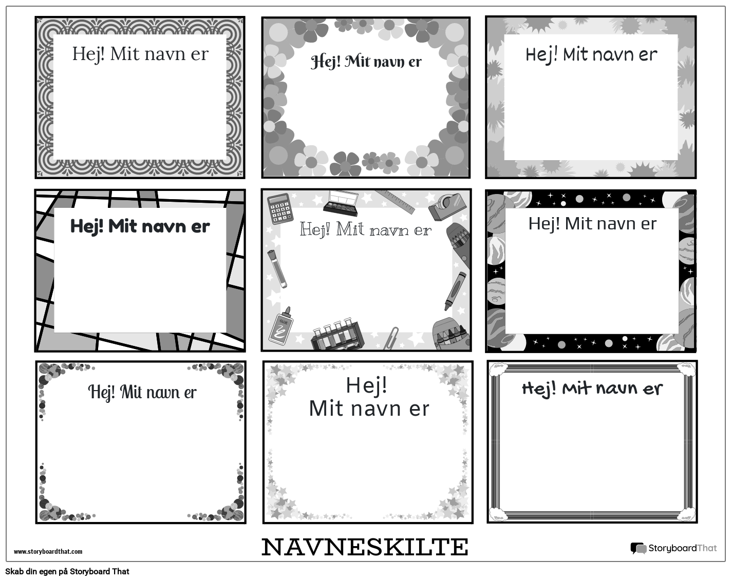 Ny Skabelon til Oprettelse af Sidenavnemærke 1 Sort/hvid
