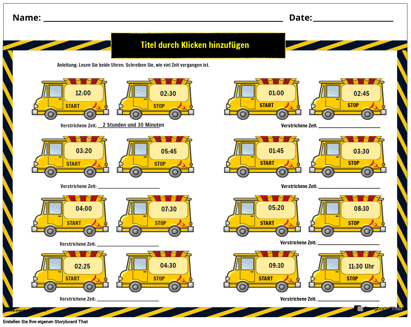 ARBEITSBLATT ZUM THEMA LKW – VERSTRICHENE ZEIT
