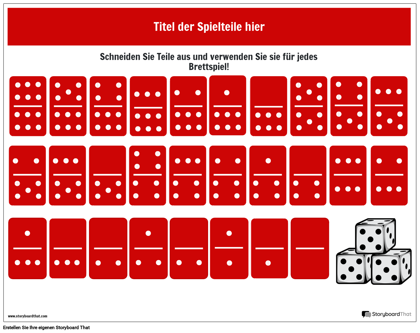 Druckbare Domino-Spielsteine