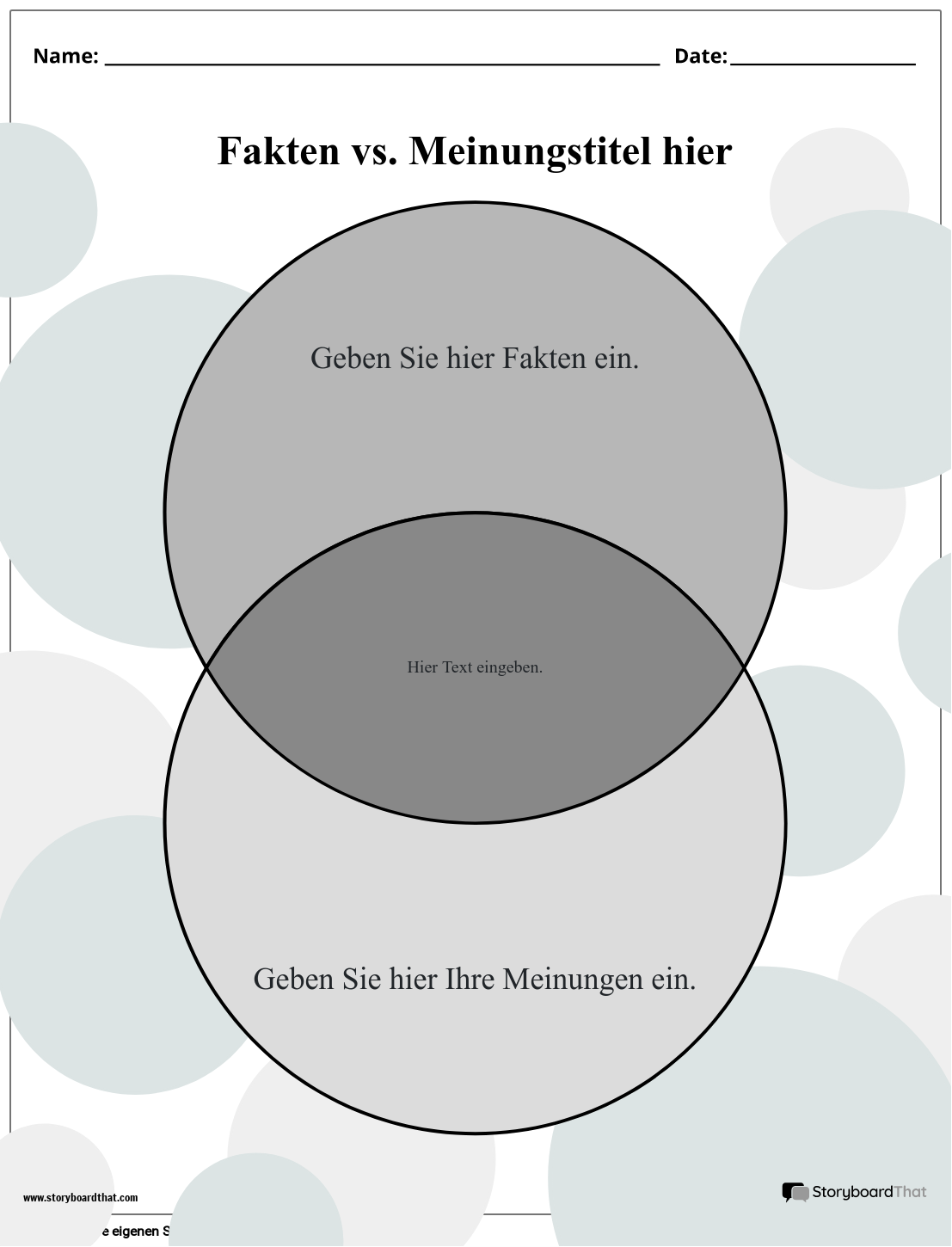 Neue Vorlage „Fakt vs. Meinung“ zum Erstellen einer Seite 2 (Schwarzweiß)