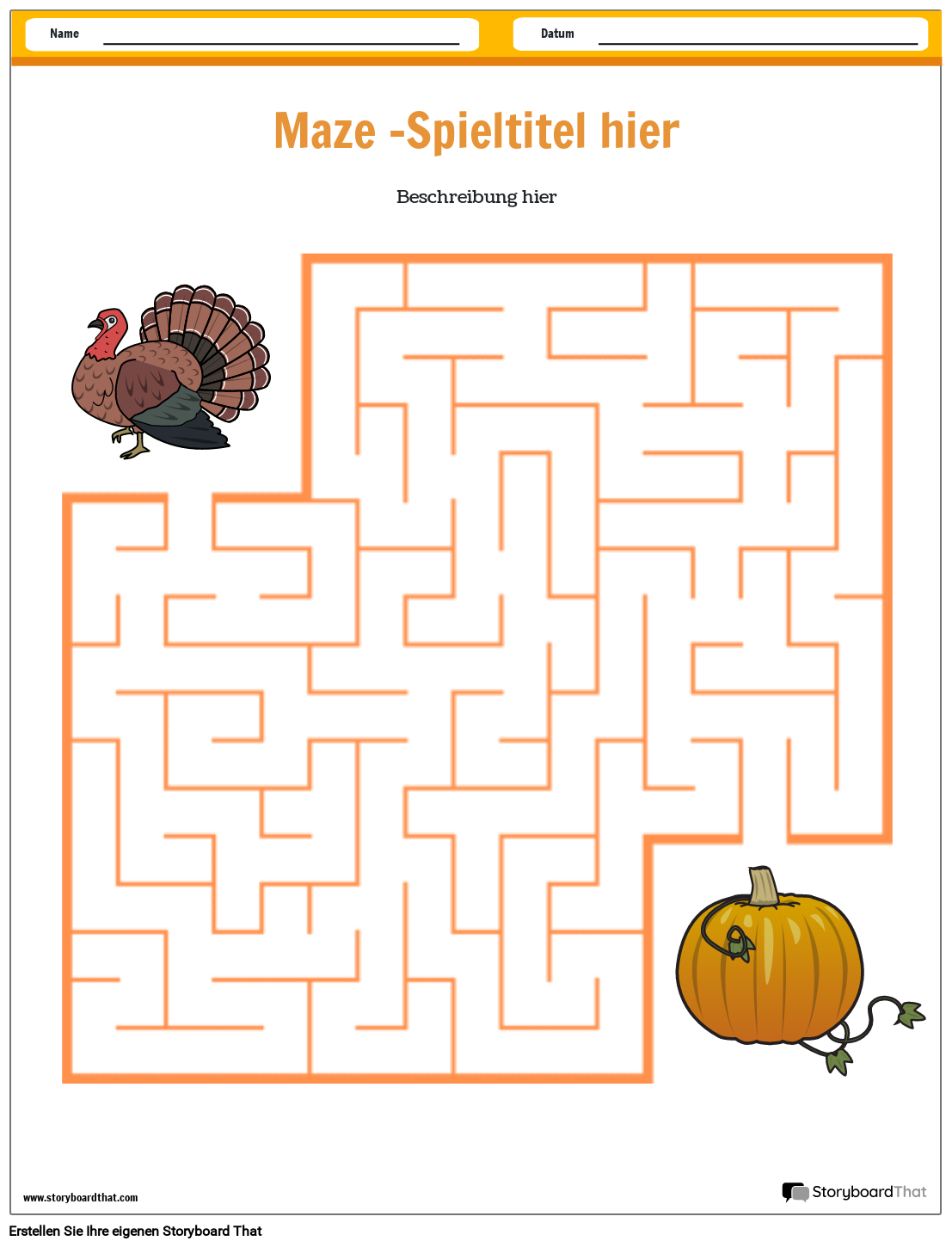 Thanksgiving-Labyrinth-Vorlage