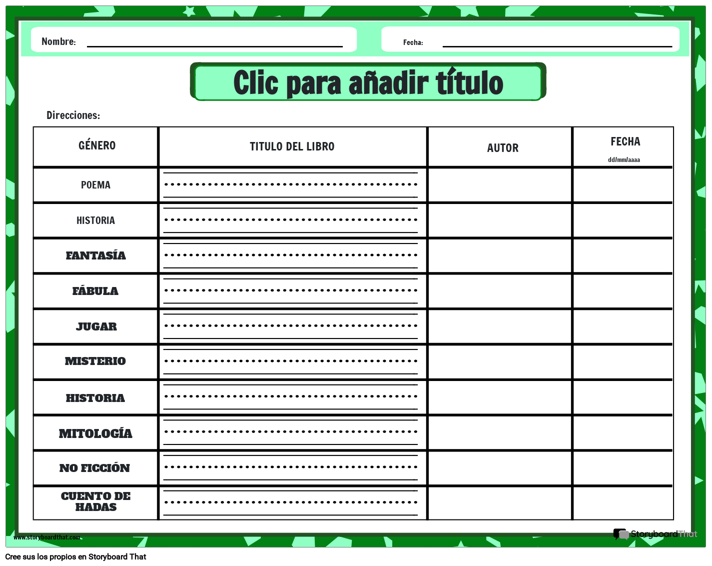 Hoja de Trabajo de Seguimiento de Géneros que he Leído