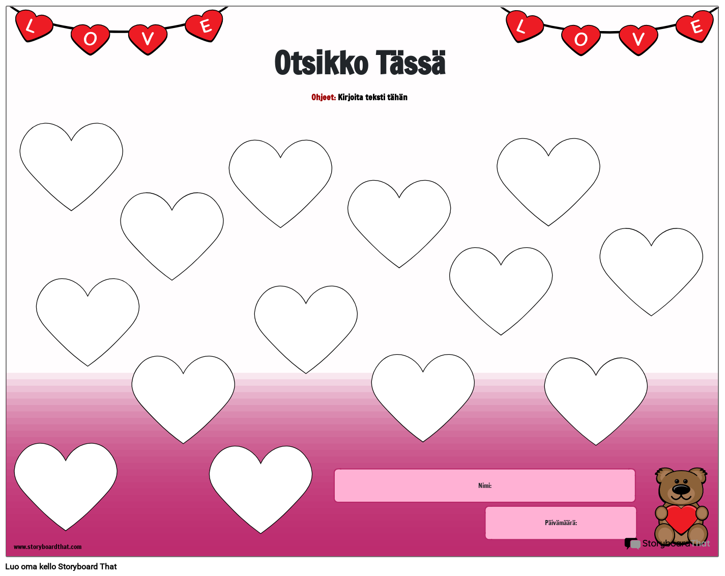 Etsi ja Väritä Sydänverbi Jännittynyt