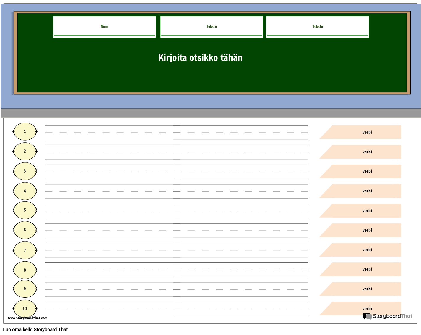 Käytä Verbiä Lausetoimintotaulukossa