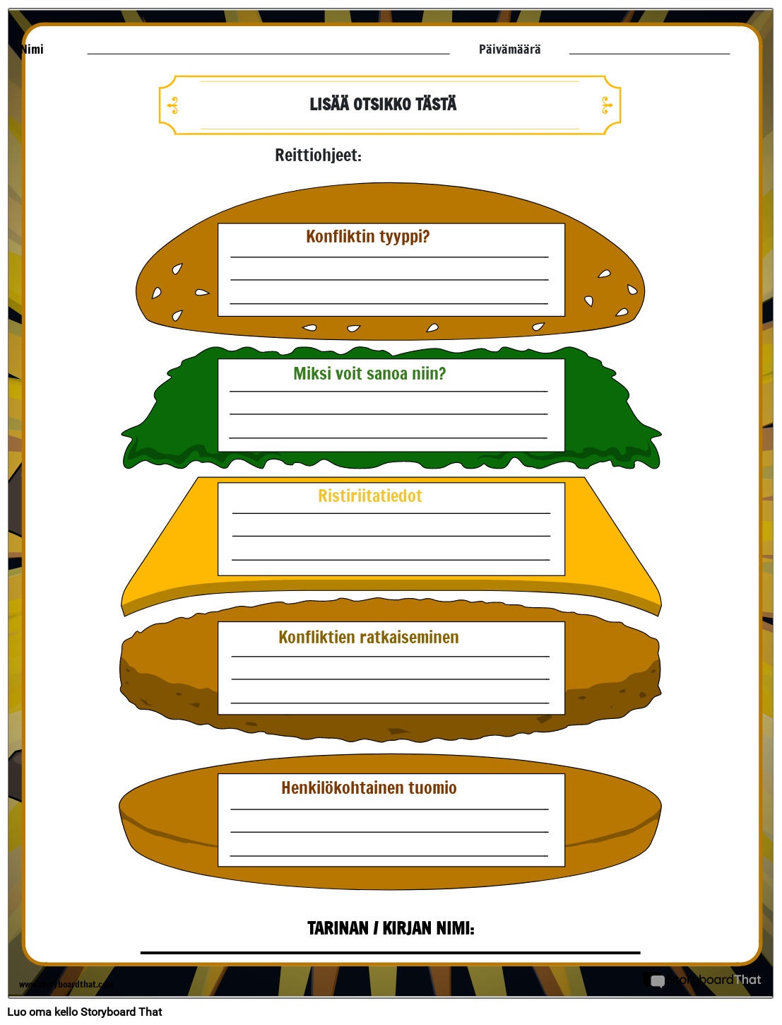 Konfliktin Tyyppi ja Konfliktien Ratkaisu Hamburger Graphic Organizer Works