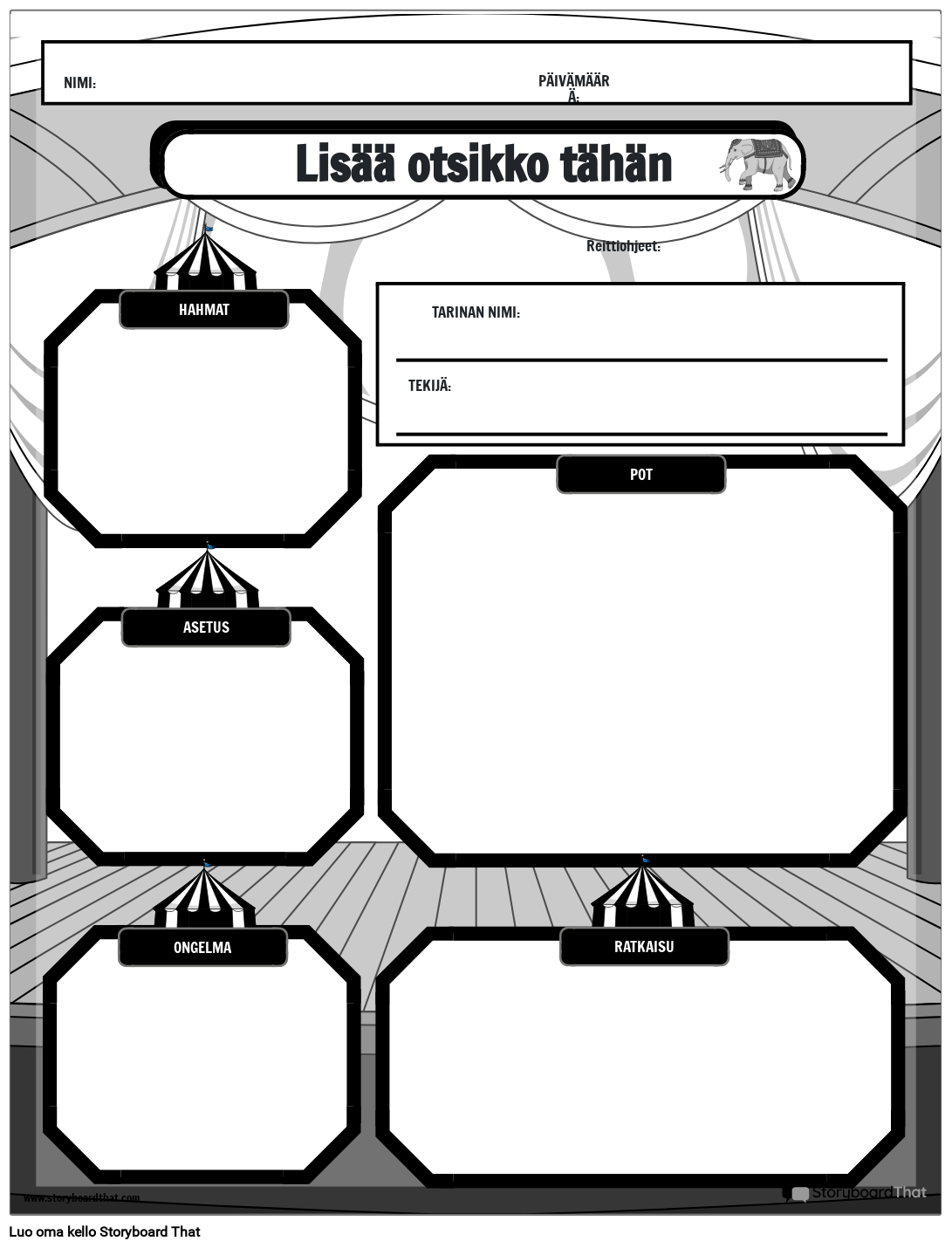 Sirkusteeman elementit bw