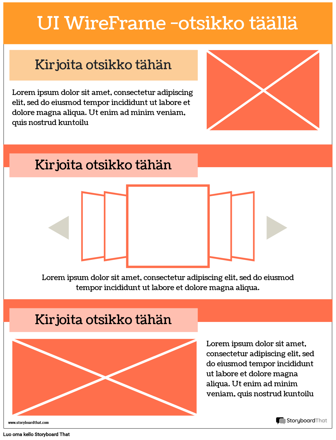 Yrityksen Käyttöliittymän WireFrame Template 3