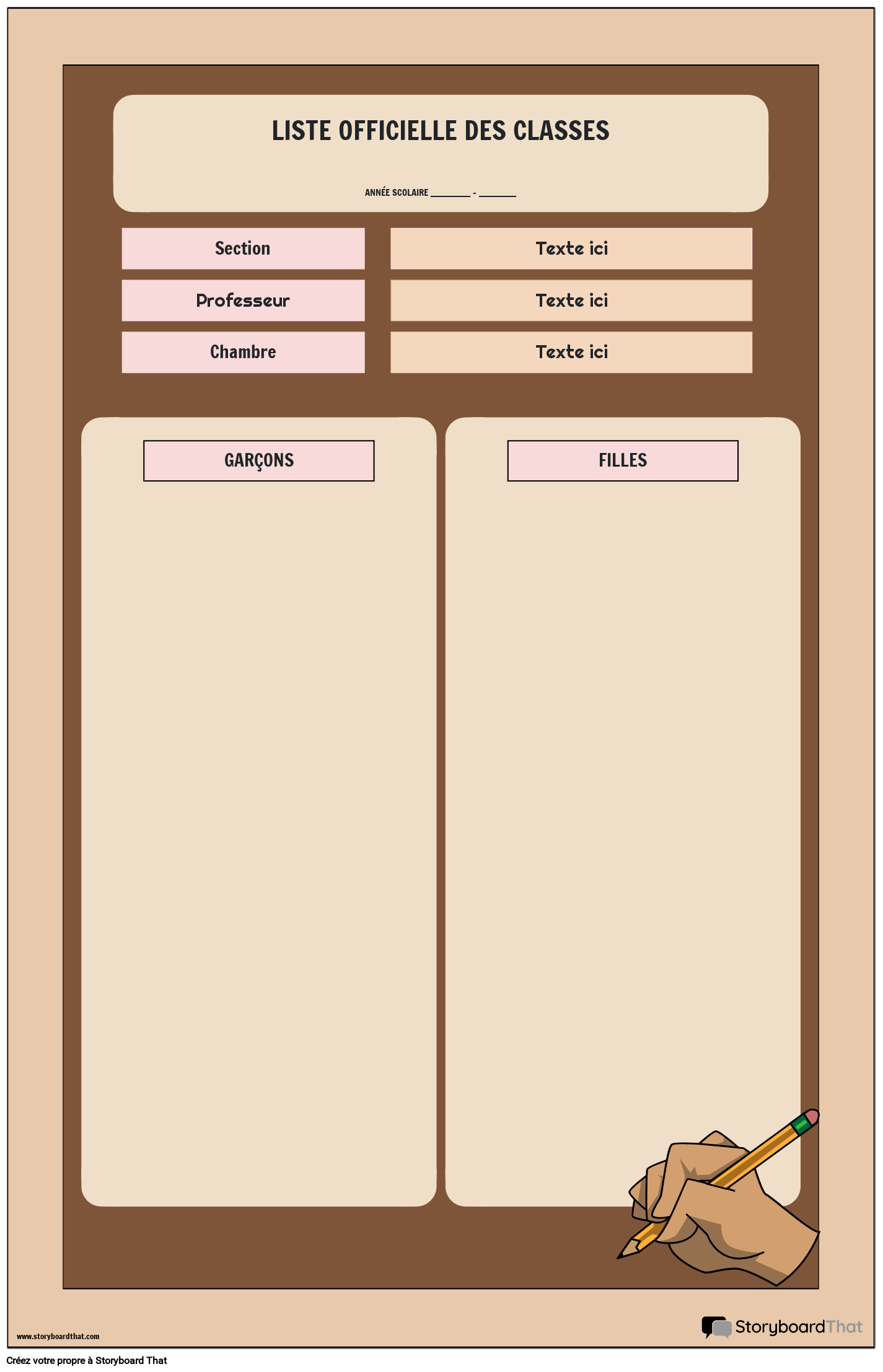 Affiche de Liste de Classe