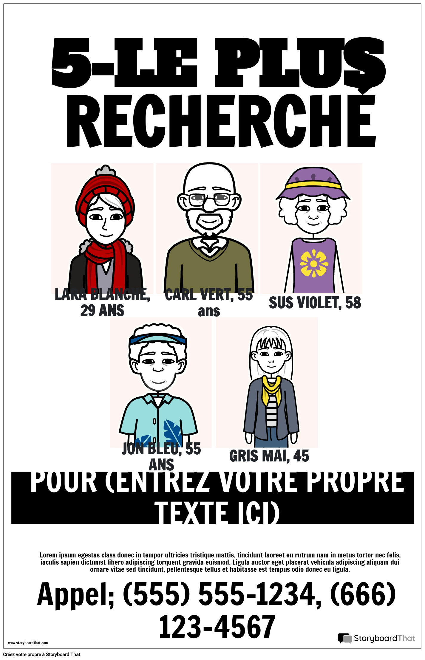 Affiche de recherche pour 5 suspects
