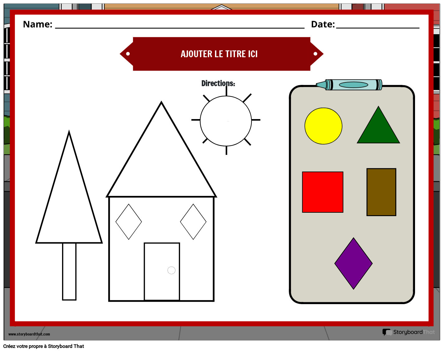 Feuille de Travail de Coloriage de Maison Basée sur des Instructions