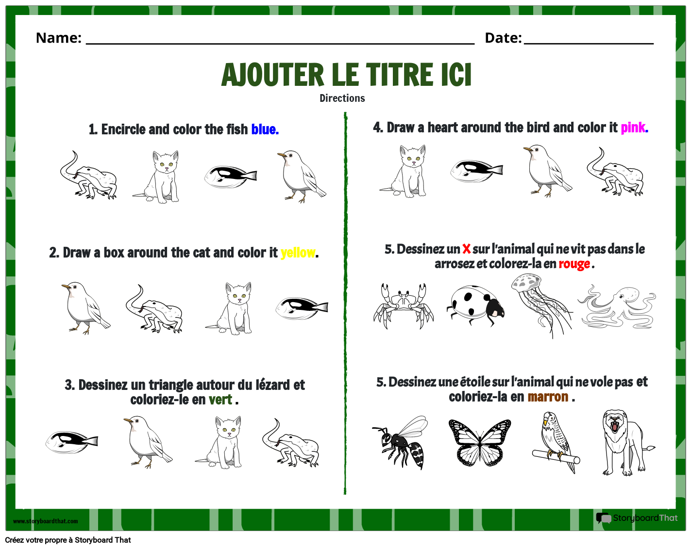 Feuille de Travail Suivre des Instructions Complexes