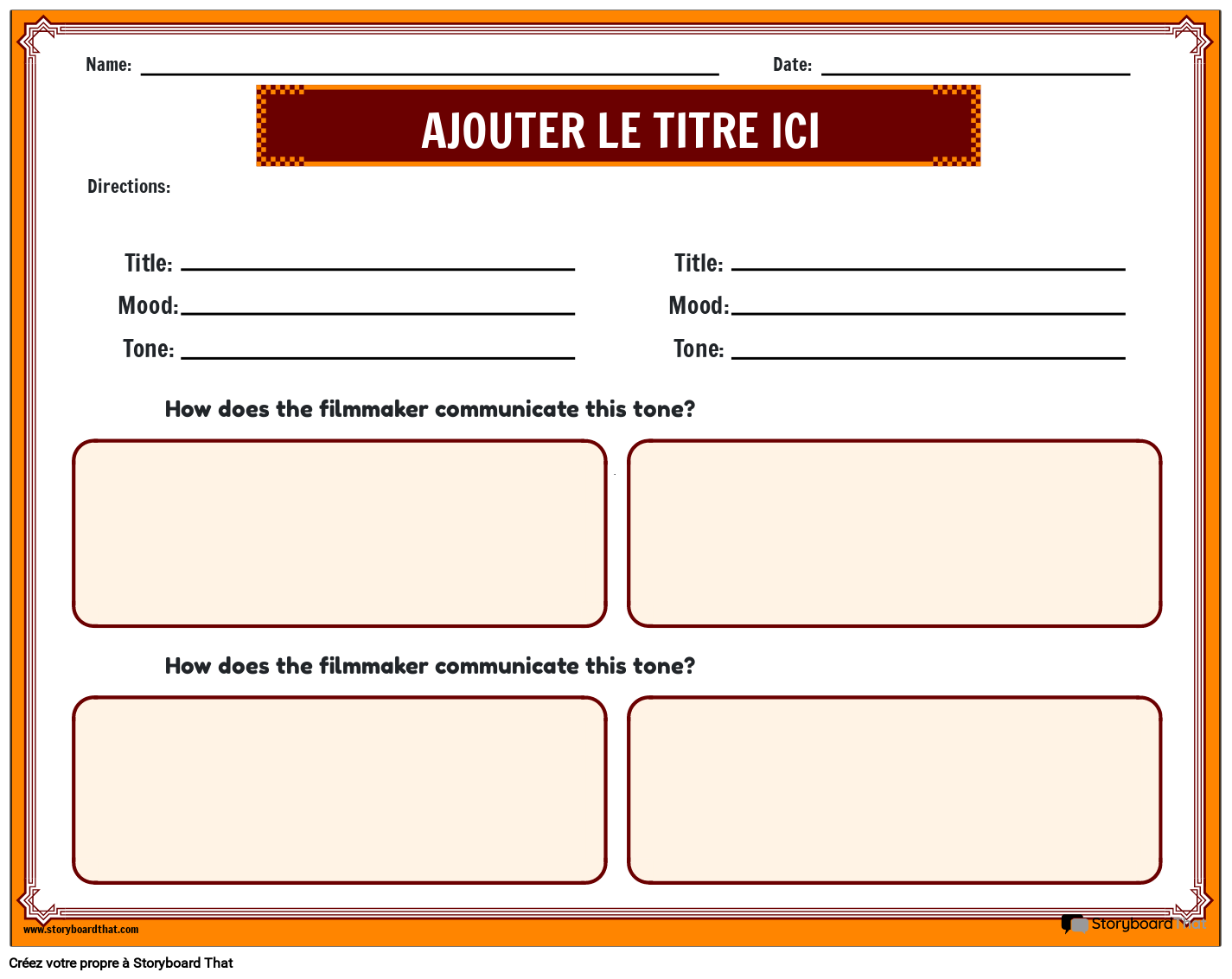 Feuille de Travail sur L'humeur et le ton de la Vidéo