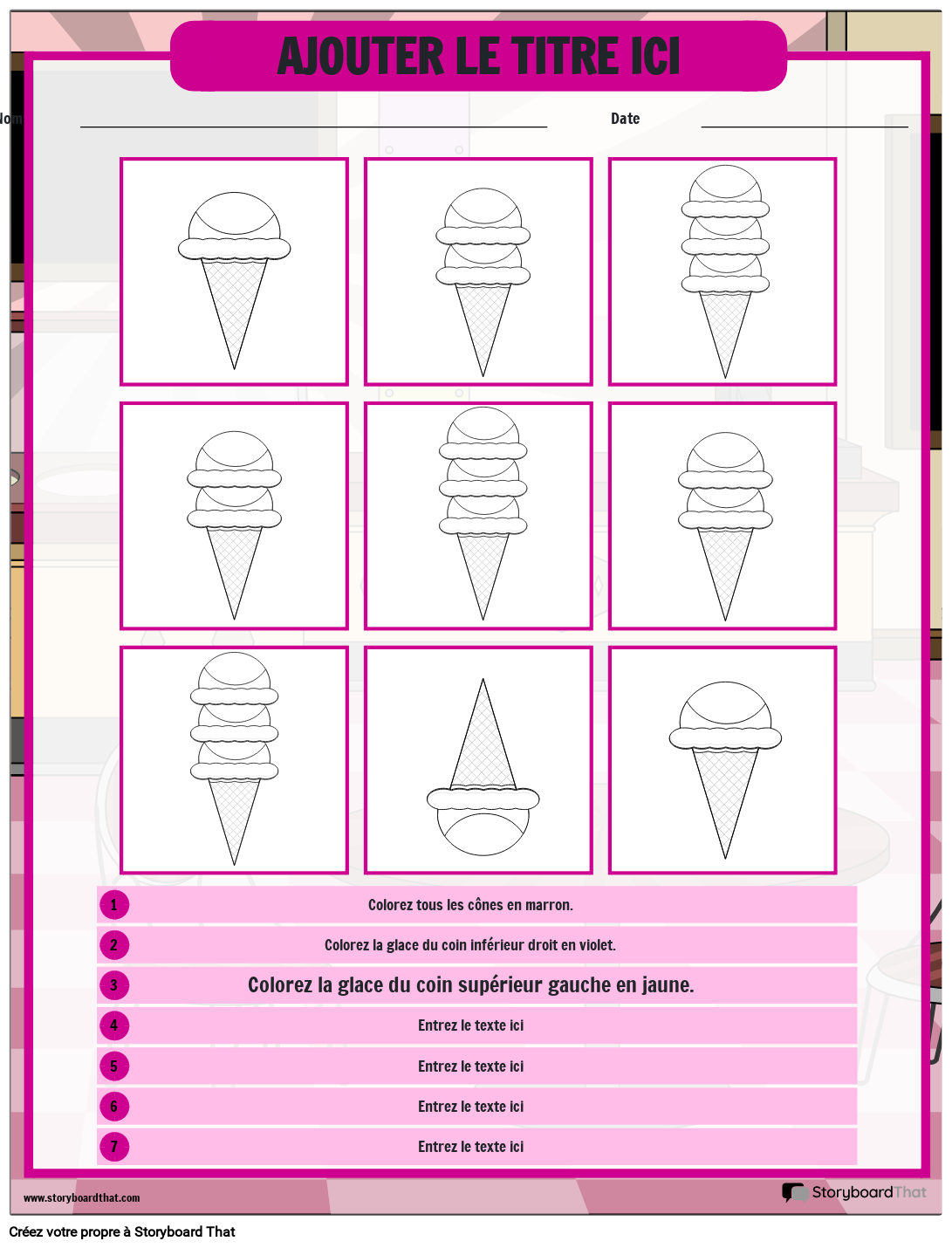 Feuille de Travail sur les Instructions Suivantes sur le Thème de la Crème 