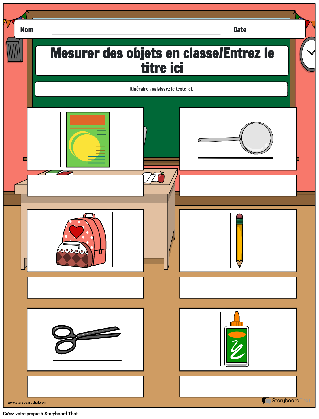 Mesure américaine avec des fournitures scolaires