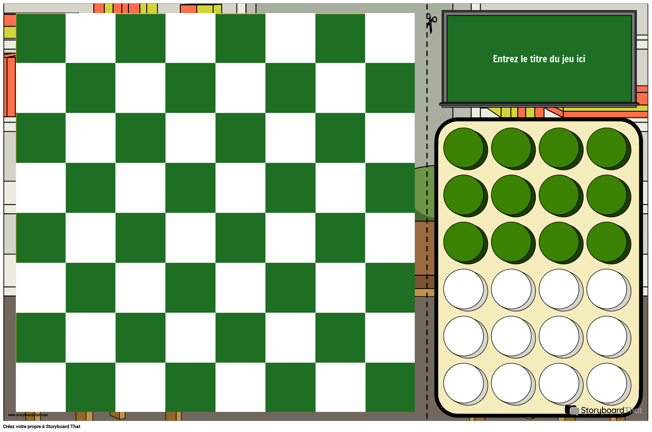 Modèle de jeu de Dames Blanches et Vertes