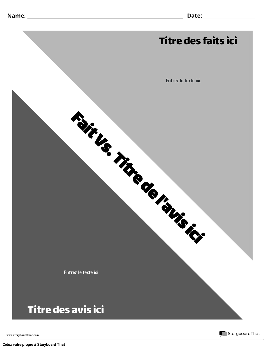 Nouvelle page de création Fact vs. Modèle d'opinion 1 (noir et blanc)