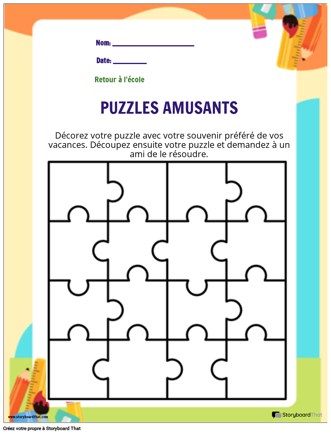 Puzzle Amusant Pour la Rentrée Scolaire