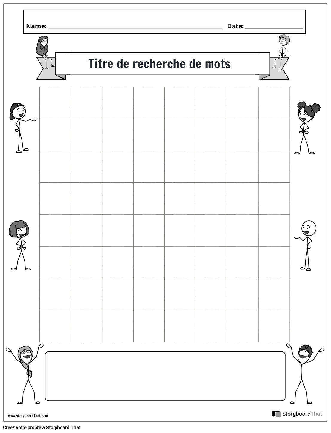 Recherche de mots bonhomme allumette noir et blanc