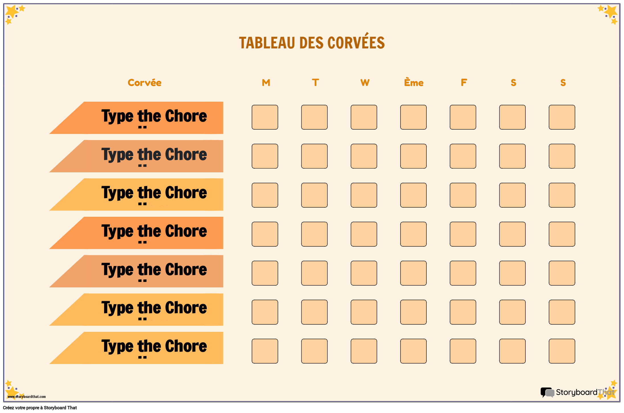 Tableau Mignon des Corvées Orange