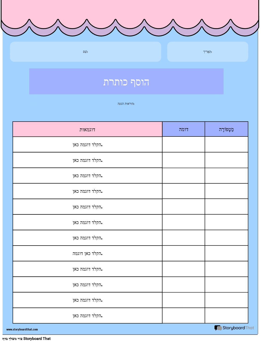 פעילות טבלת דימות ומטאפורות