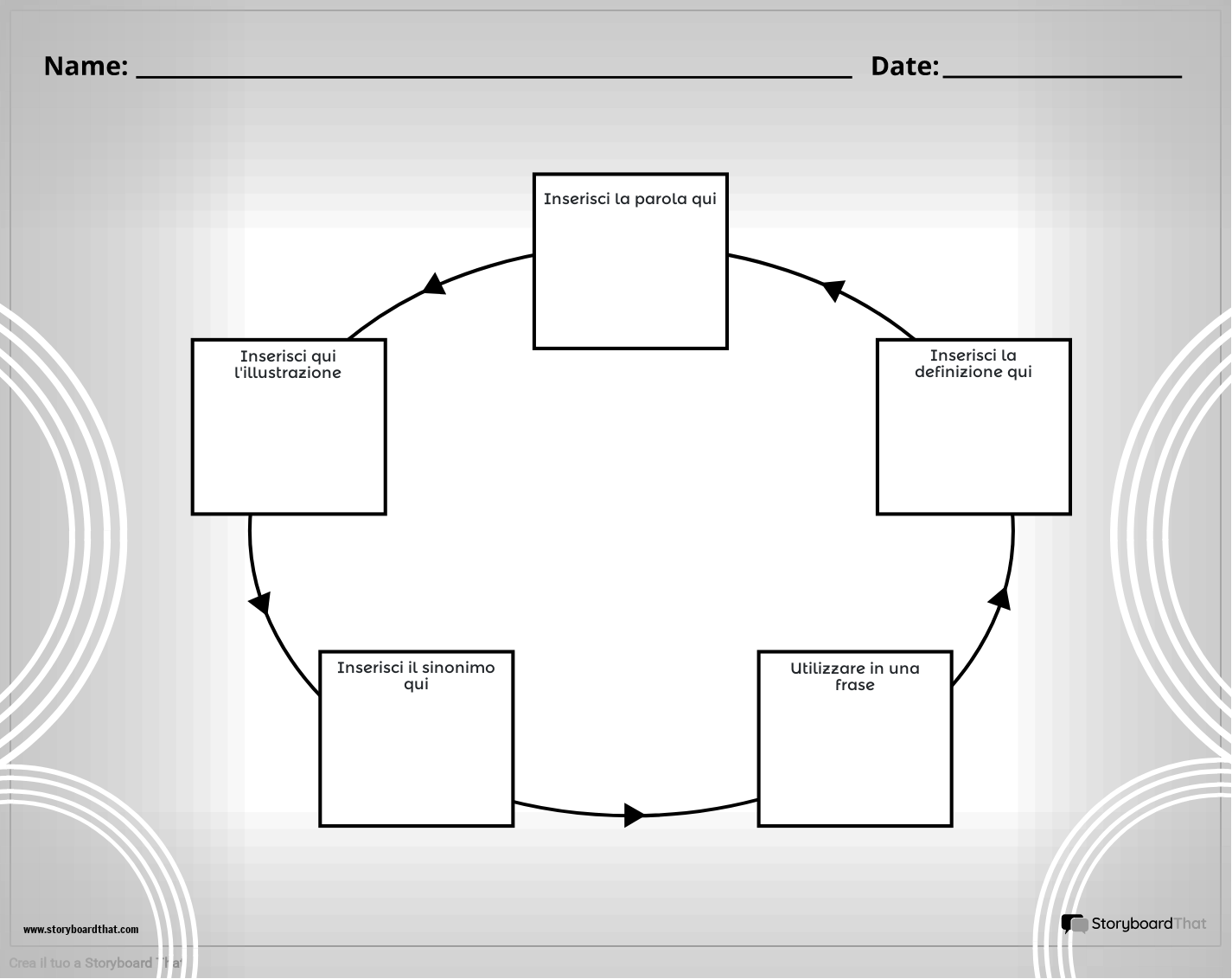 Nuovo Crea modello di vocabolario pagina 1 (bianco e nero)