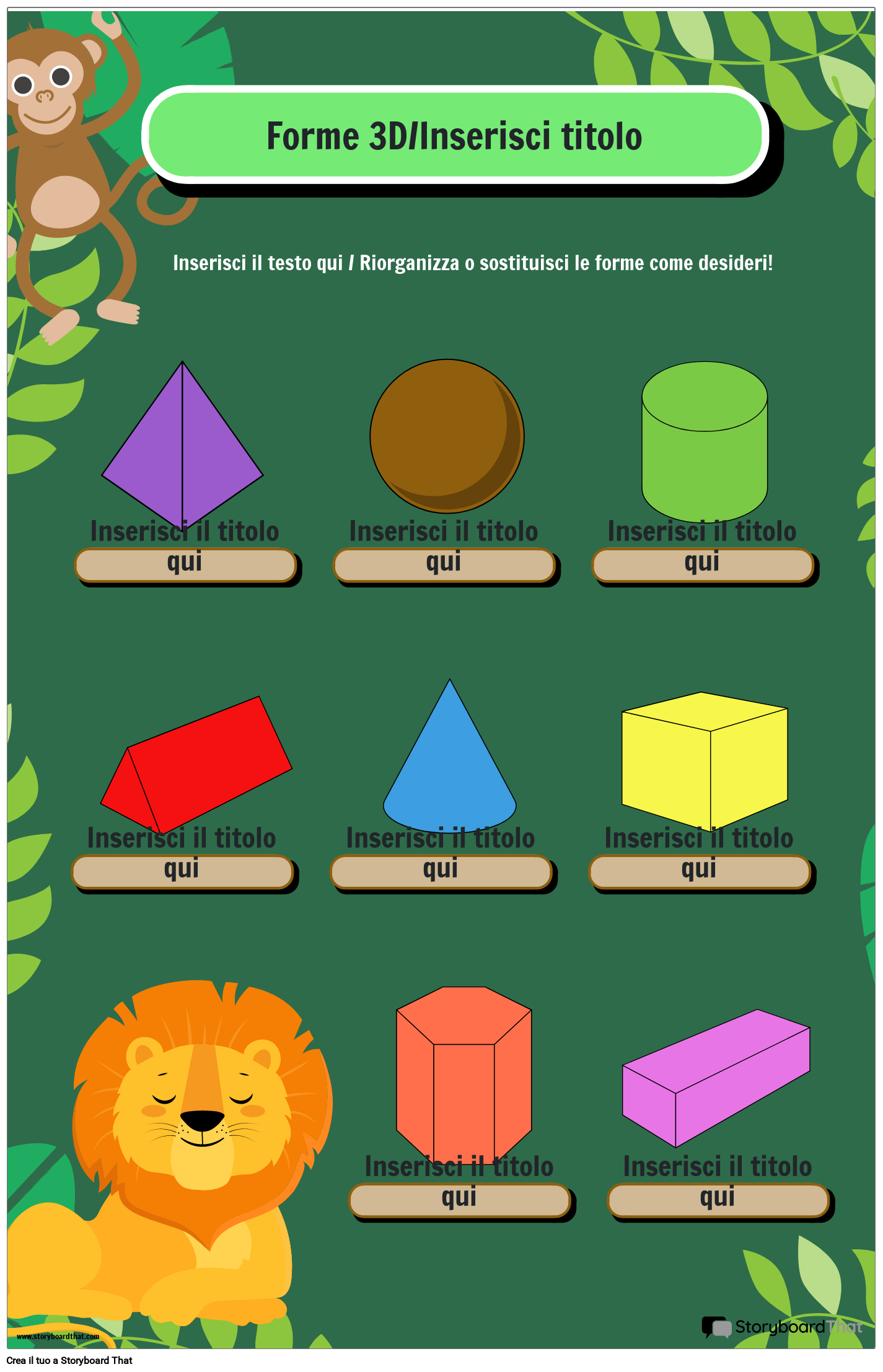 Poster con forme 3D a tema Safari Jungle