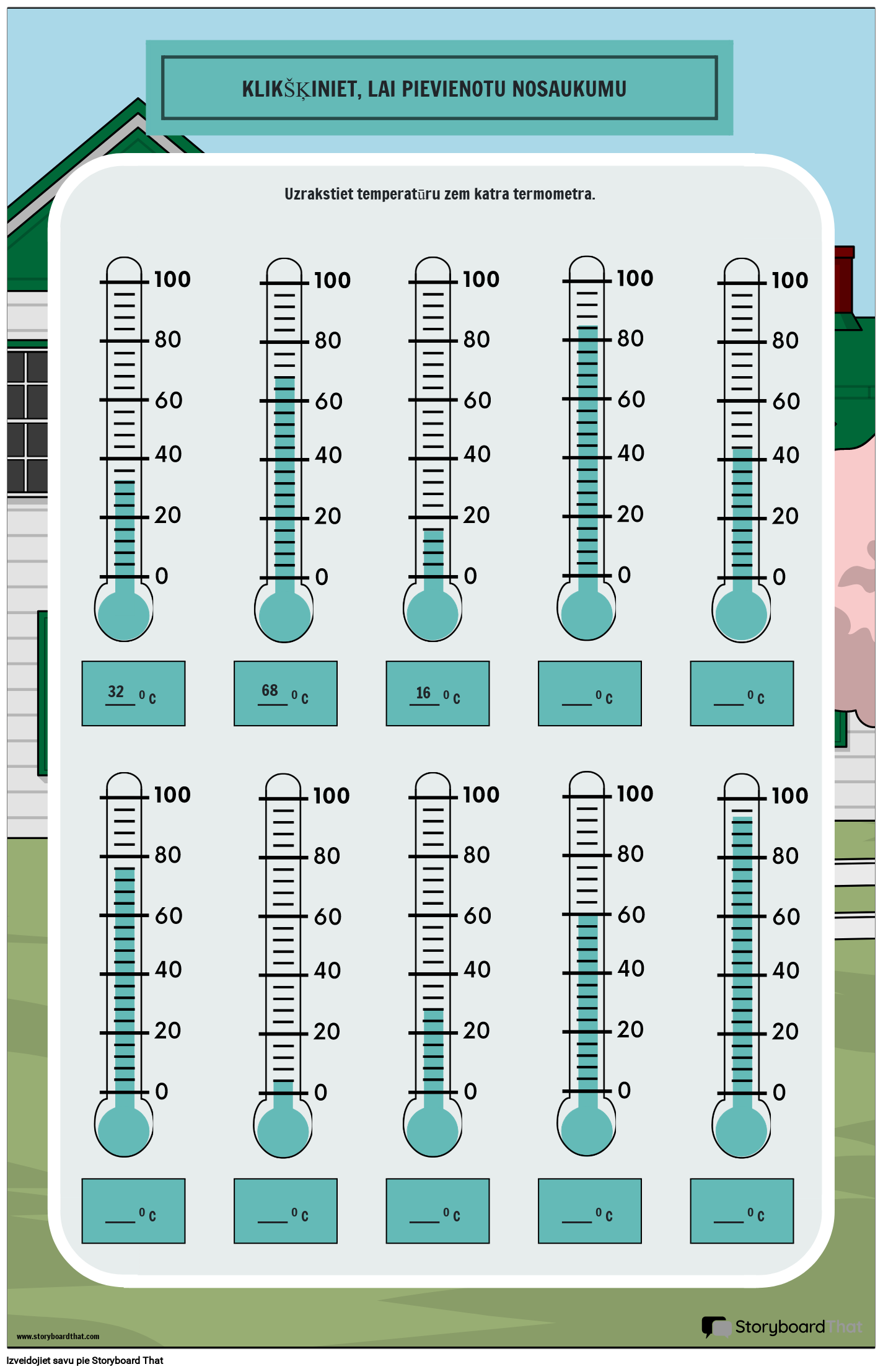 MĒRVIENĪBAS - TEMPERATŪRAS PLAKĀTU NOLASĪŠANAS TERMOMETRI