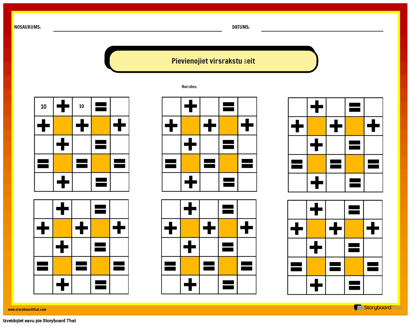 Papildinājuma Matemātikas Mīklas Darblapa