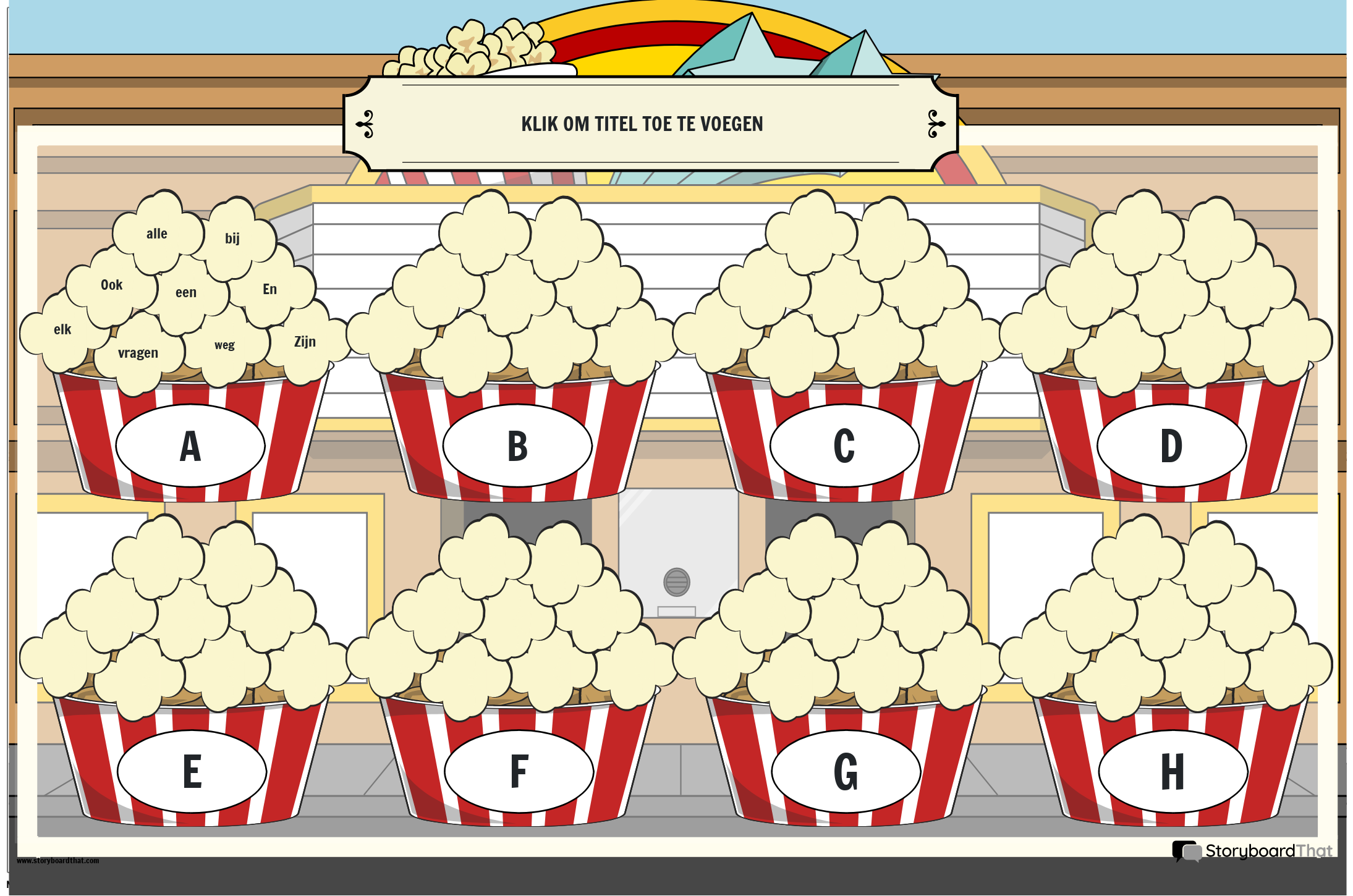 AH ZICHTWOORDENPOSTER MET POPCORNTHEMA