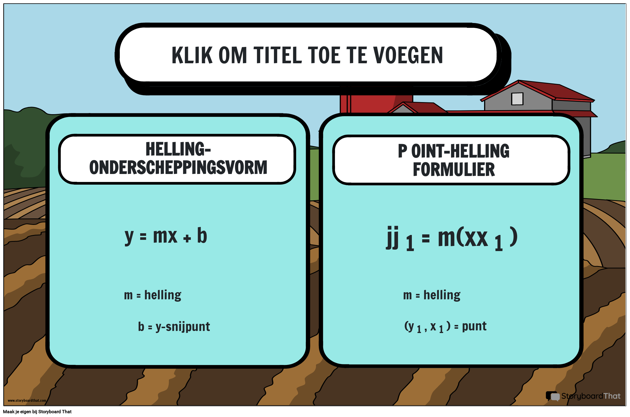 BOERDERIJ THEMA - LINEAIRE VERGELIJKING ALGEBRA FORMULES POSTER