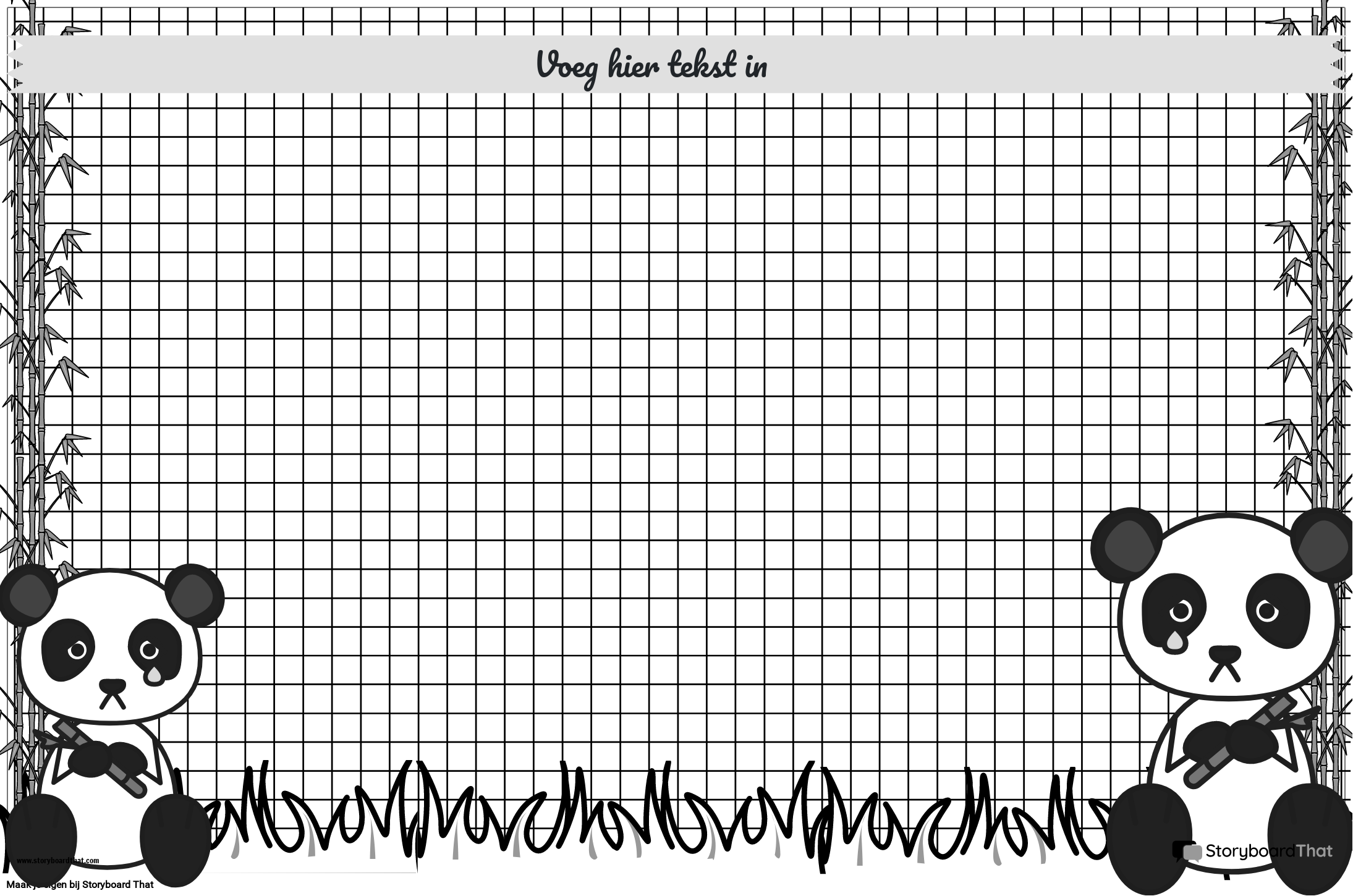 Grafiekpapierposter met Panda-thema, Zwart en wit