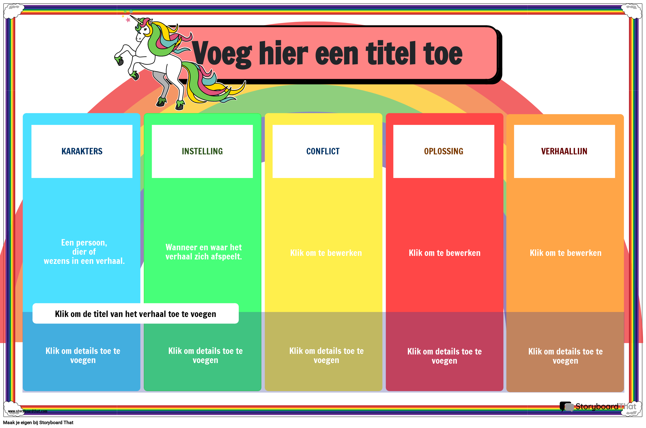 NEONREGENBOOGTHEMA - ELEMENTEN VAN DE VERHAALPOSTER