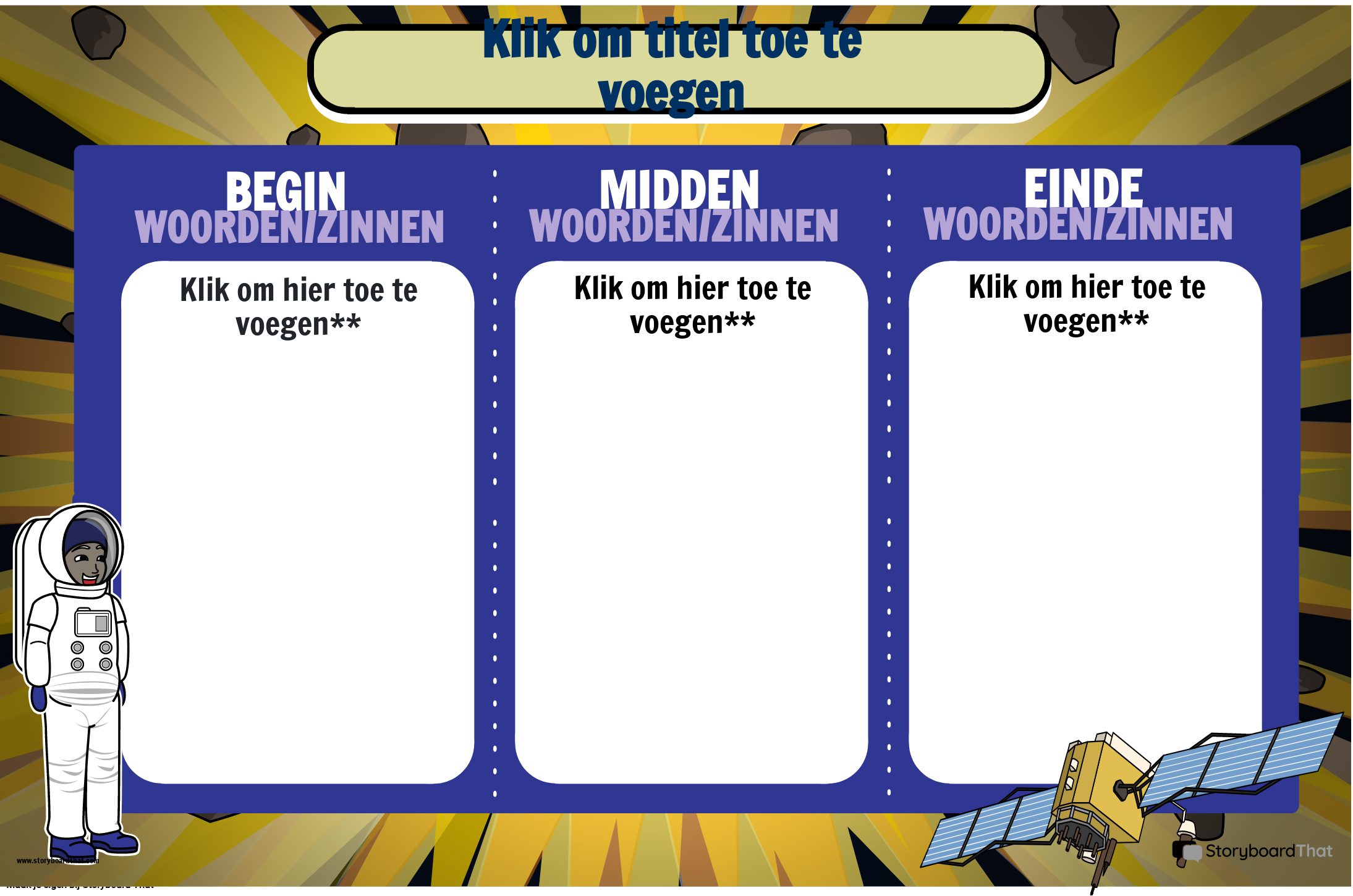 RUIMTETHEMA - POSTER MET OVERGANGSWOORDEN