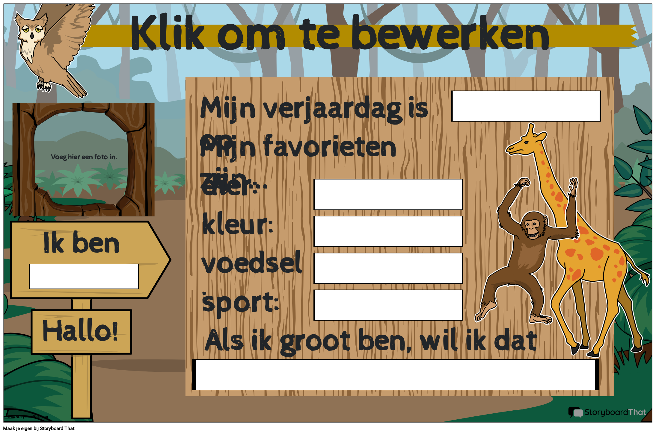 Student van de Week-poster met jungle-ontwerp