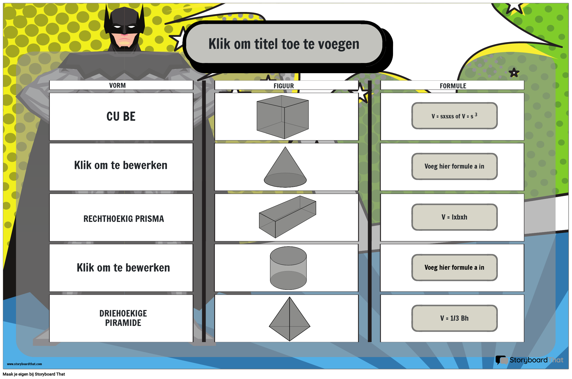 Volumeformuleposter met Batman-superheldthema