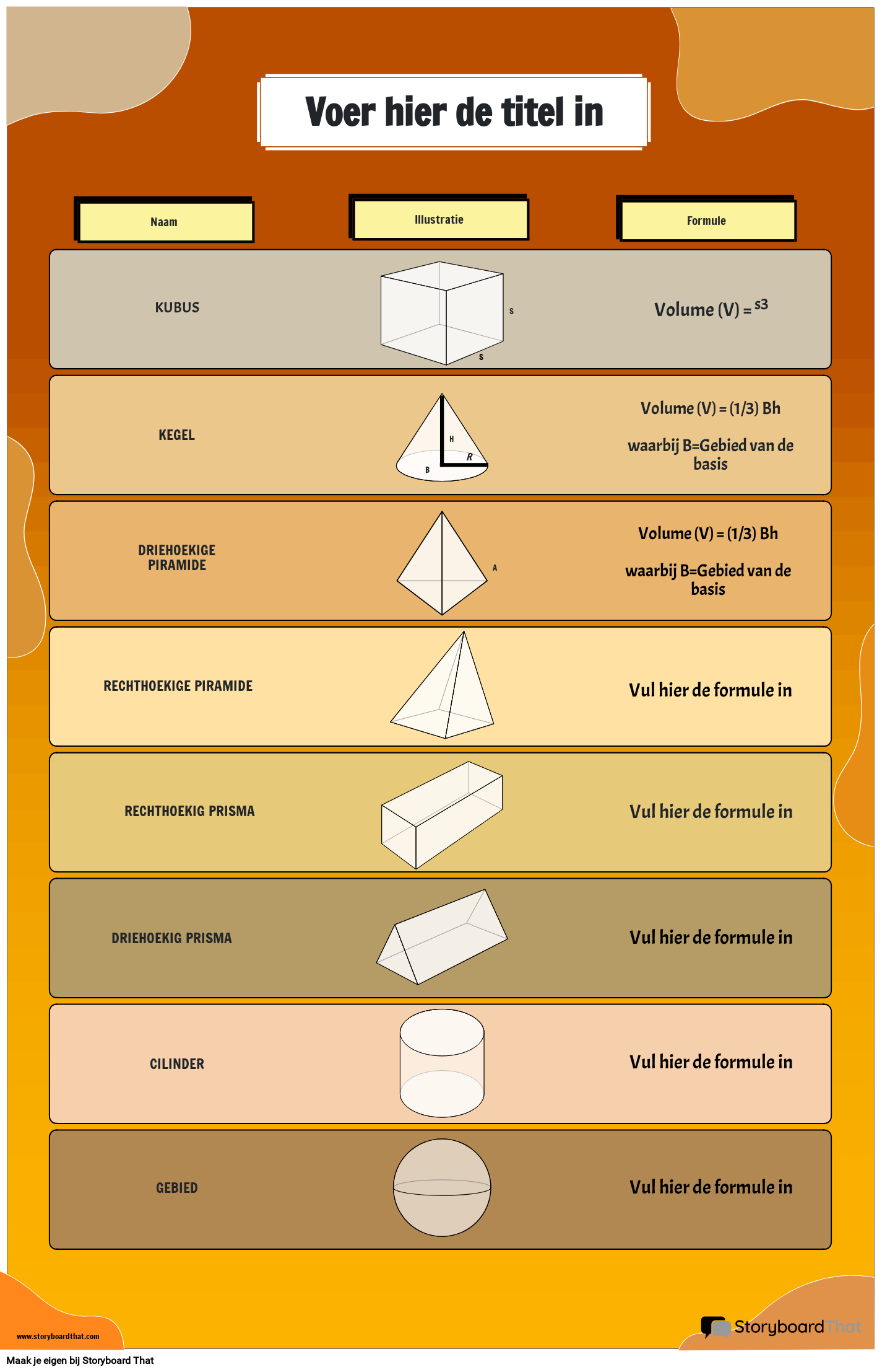 Volumeformuleposter met Neutrale Kleuren als Thema