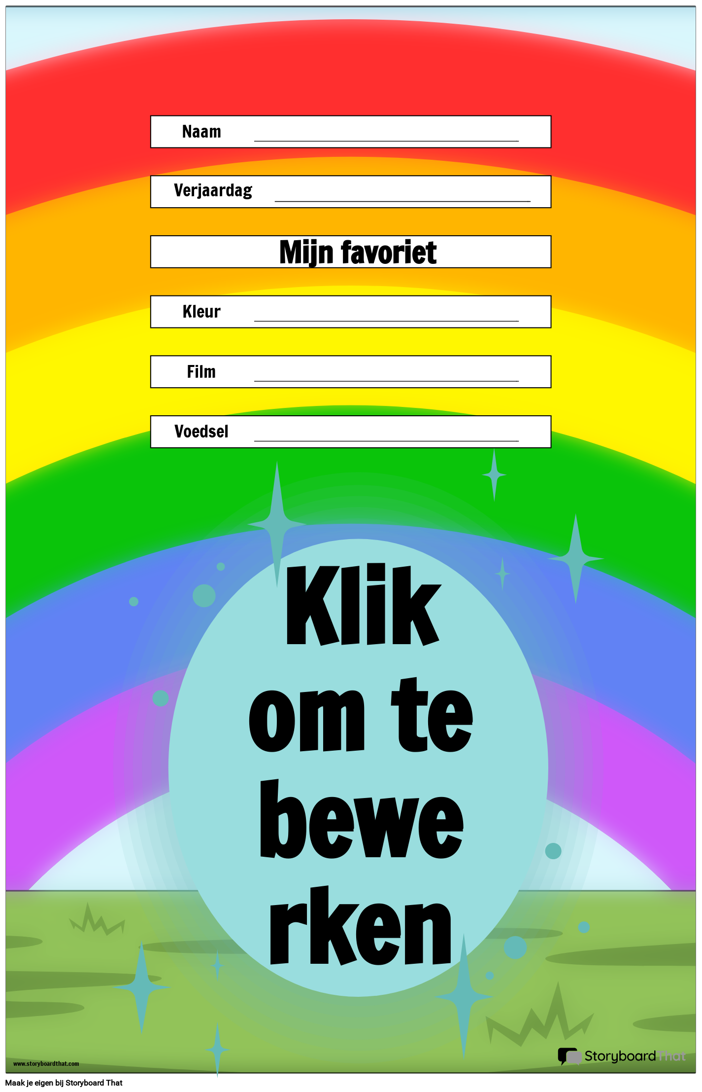 Voorbeeld van een ster van de week met regenbogen
