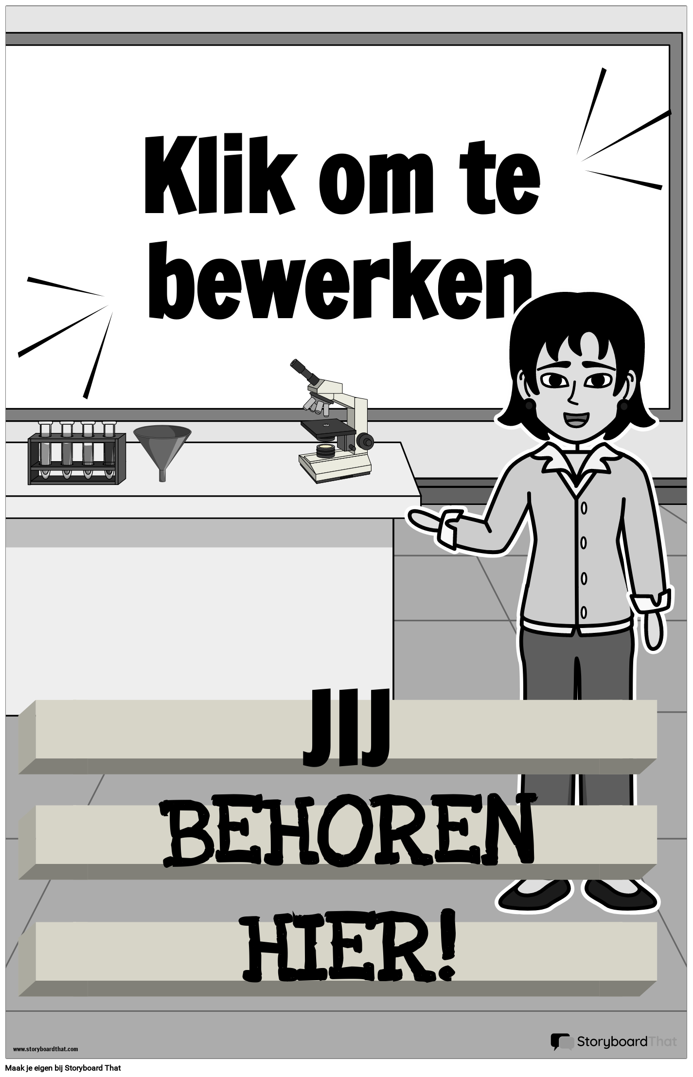 Welkomstposter met Klasbord in Zwart-wit