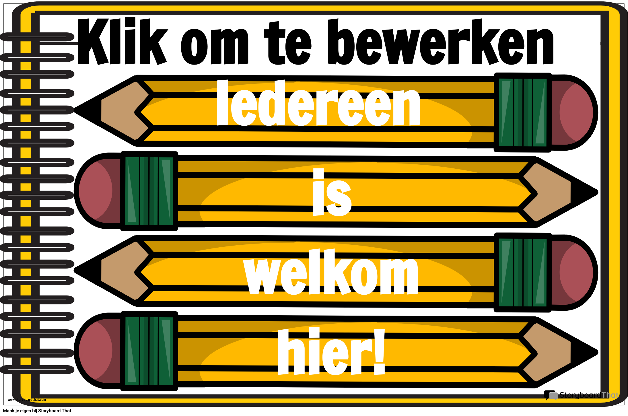 Welkomstposter met potloden