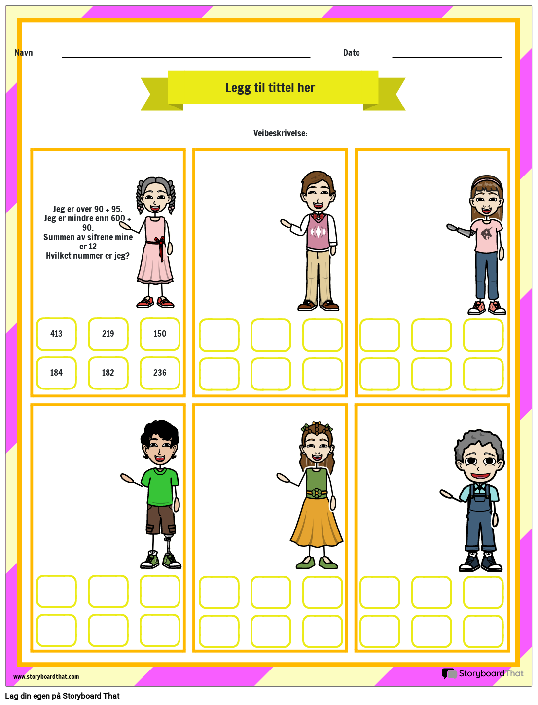 Math Riddle Card - Arbeidsark