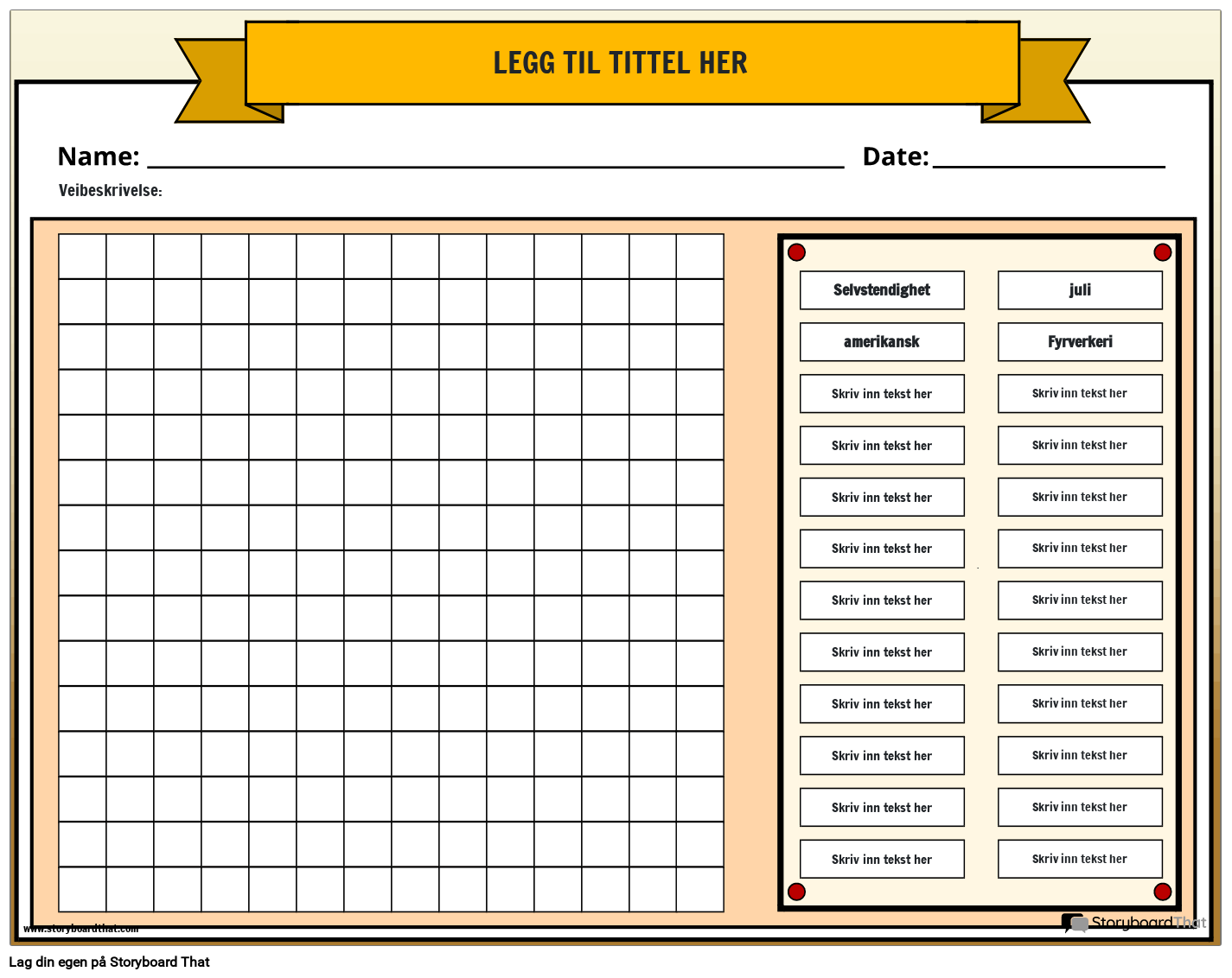 Utskrivbart 4. Juli Word Search Activity Worksheet