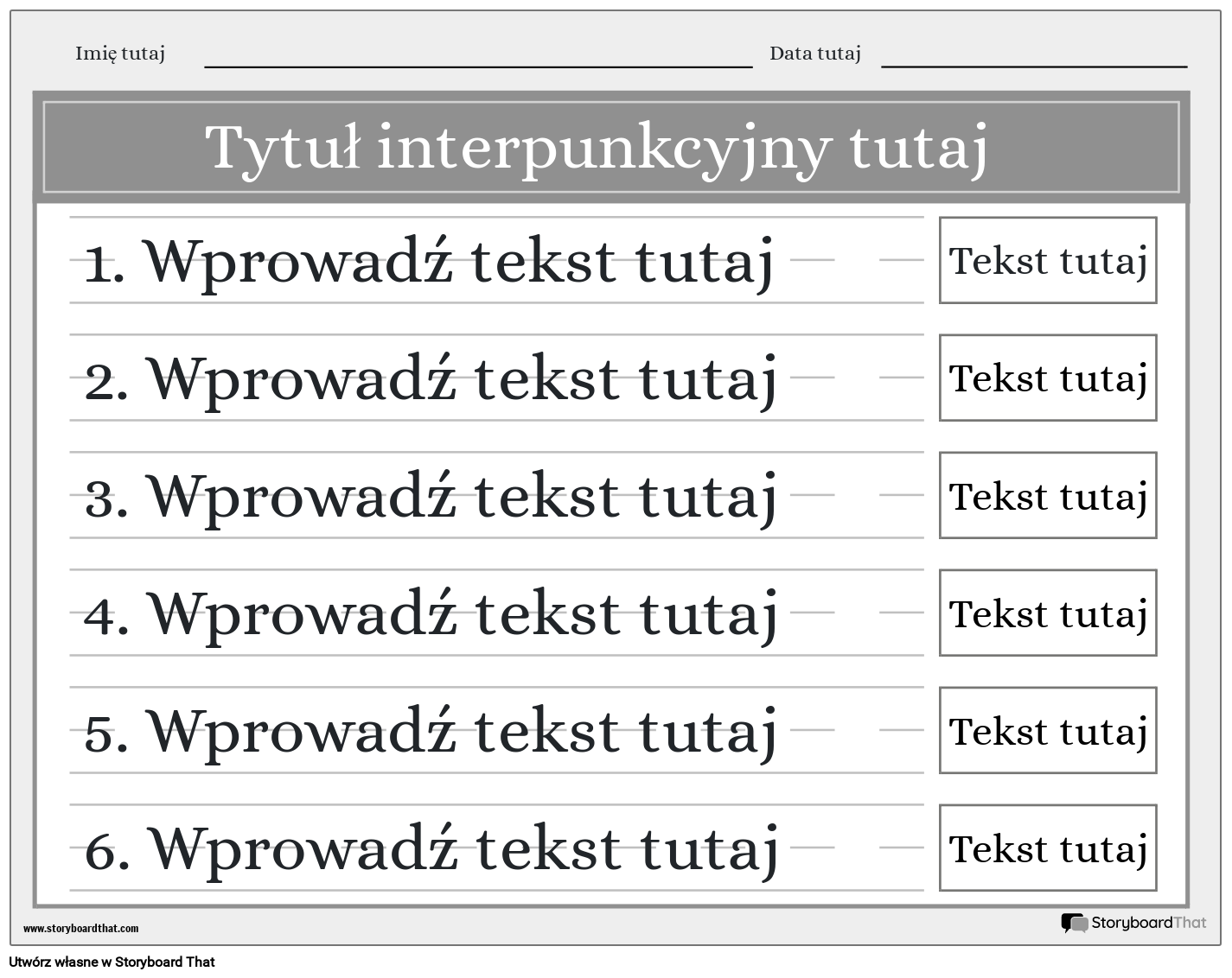 Nowy szablon interpunkcji strony Utwórz 1 (czarno-biały)