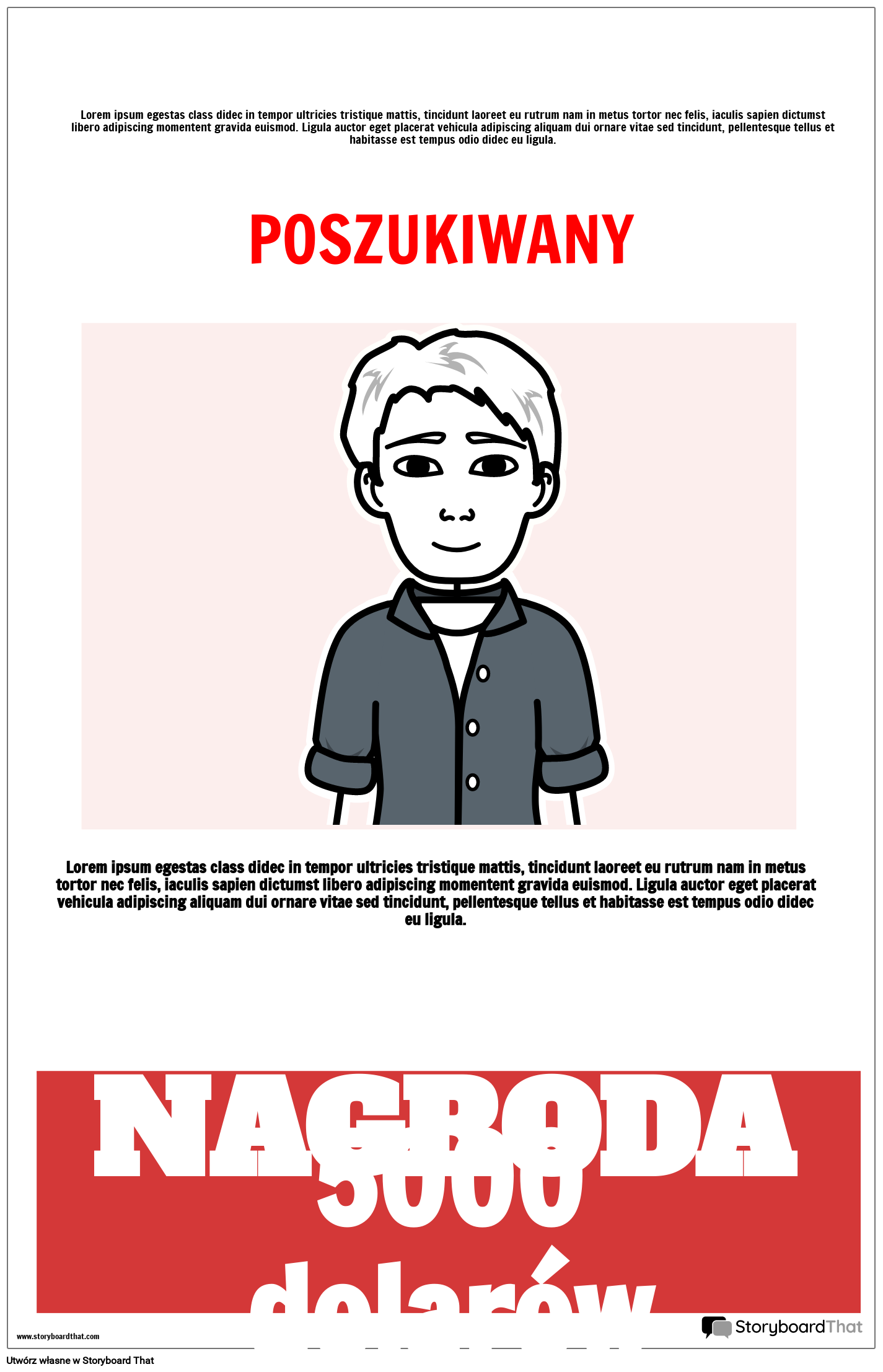 Poszukiwany plakat z nagrodą