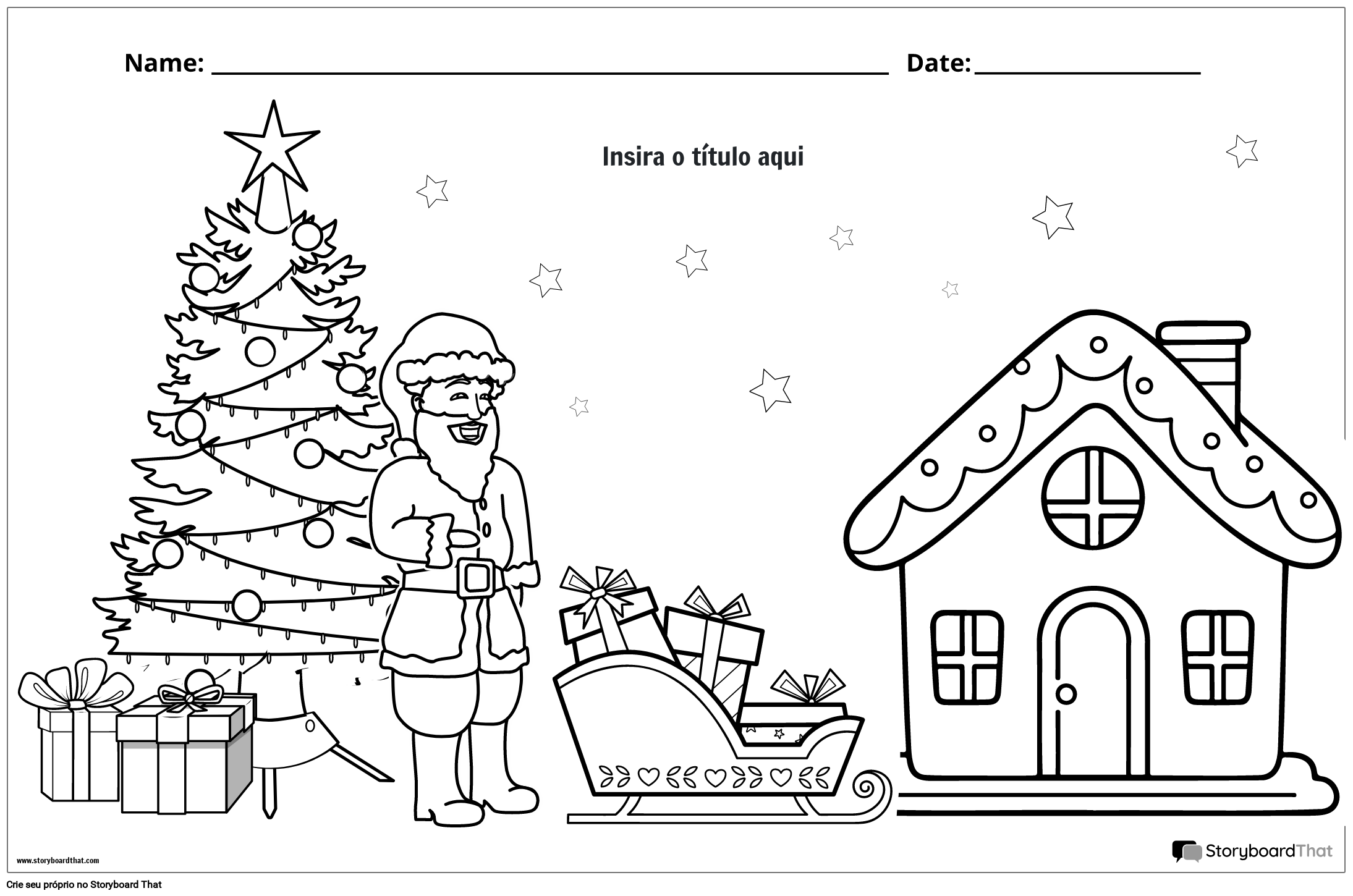 Desenho para colorir com tema de Natal