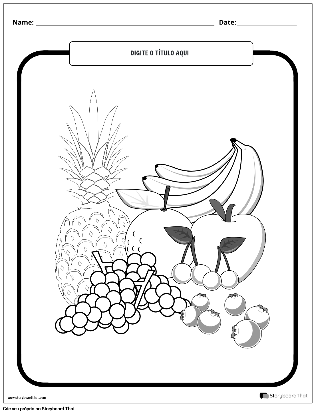 Página Para Colorir de Frutas Para Impressão